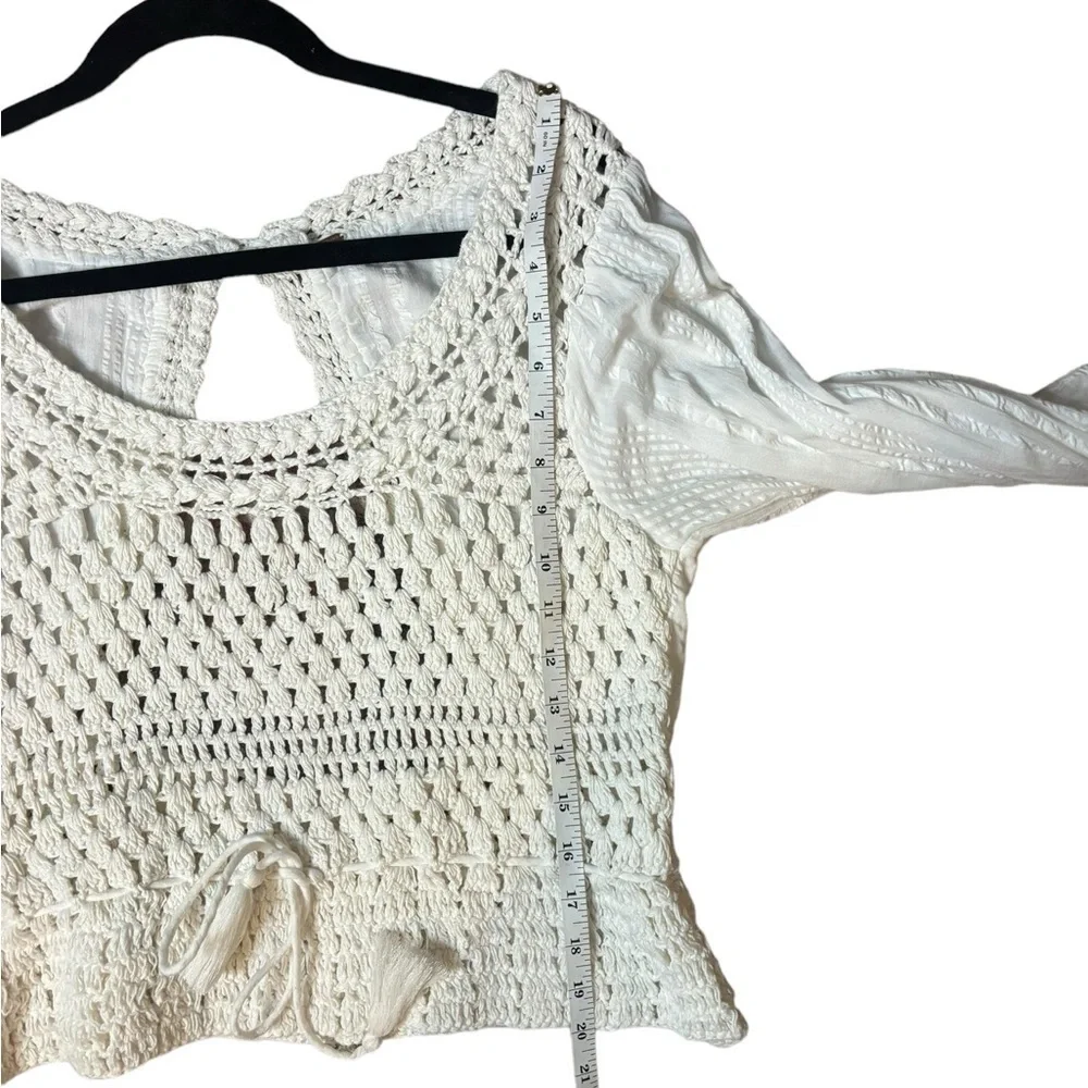 Free People Crochet Knot Festival Boho Top in Ivory